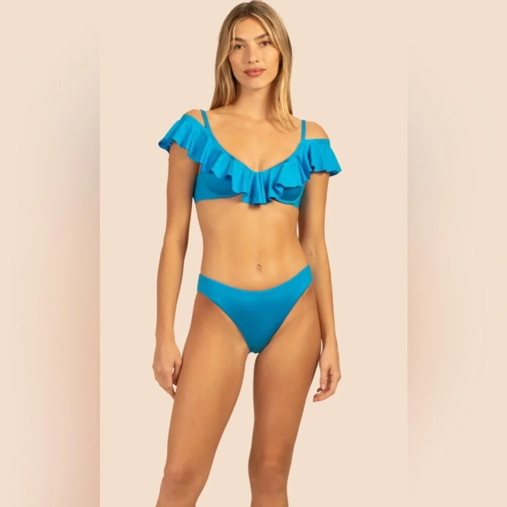 NWT [Trina Turk] Monaco Ruffled Underwire Bikini Top in Adriatic Blue Women’s 12 - Picture 3 of 11